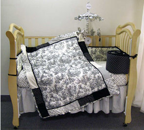 black toile baby nursery crib bedding set custom waverly