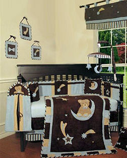 blue jean teddy bear crib bedding set