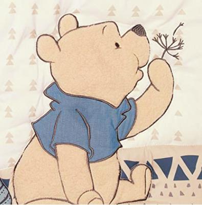 Blue Denim Pooh Bear Quilt for a Baby Boy Teddy Nursery Room Theme 