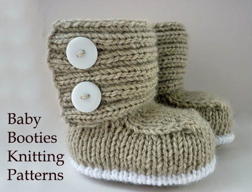 Easy quick fast baby booties knitting pattern with large two buttons closure