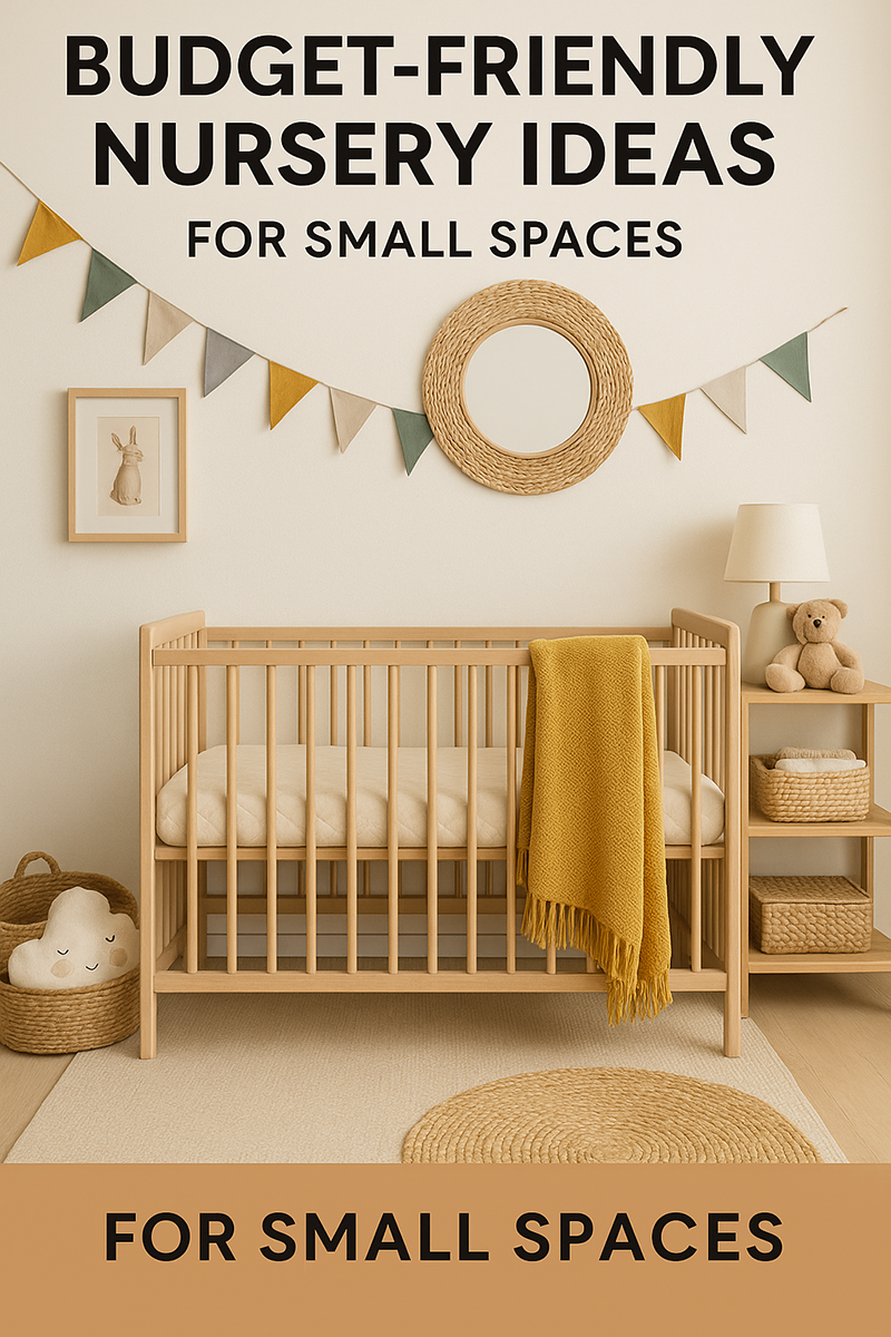 Small-space budget nursery decorated with handmade accents