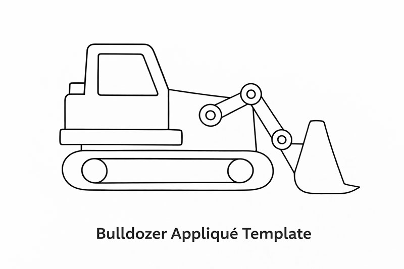 bulldozer appliqué template for construction vehicle quilt