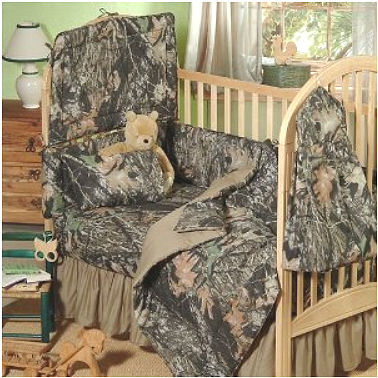 Mossy Oak baby crib bedding set for a baby boy nursery