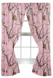 Realtree Pink Camouflage curtains with tiebacks for the curtain panels