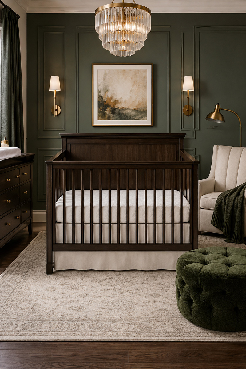 Modern breathable crib mattress in a softly lit nursery with lightweight fitted sheet