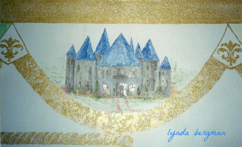 Royal prince castle mural for a baby boy nursery room theme