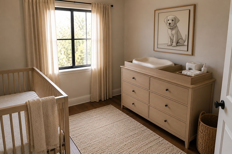 Changing table placement away from nursery windows and cords