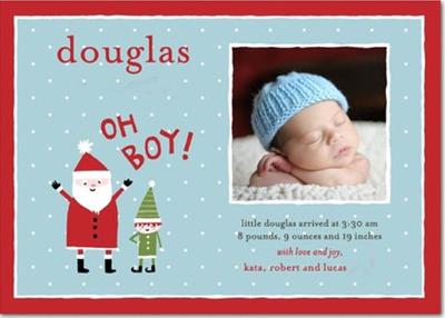 SWEET CHRISTMAS BABY ANNOUNCEMENTS - FESTIVE HOLIDAY BABY BIRTH ANNOUNCEMENTS