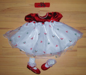 christmas dress santa girl baby bonnie baby bow tights white red green