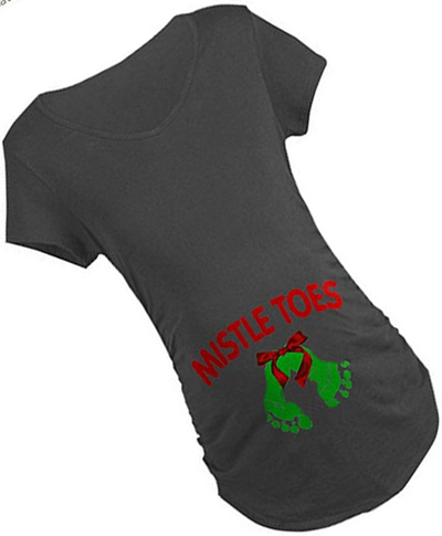 Christmas maternity shirt mistletoes mistle toes baby footprint footprints holiday t shirt