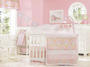 Discontinued closeout baby crib bedding set for a baby girl nursery
