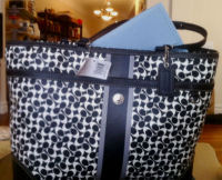 coach black and white signature logo baby maternity bag diaper