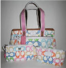 new coach diaper bag baby spring summer pastel scribble signature