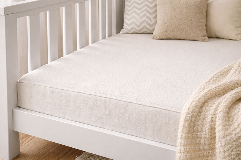 Crib mattress fitting inside a convertible crib with a close edge fit