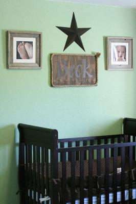 Rustic western baby nursery bedding and decor in a Lone Star theme