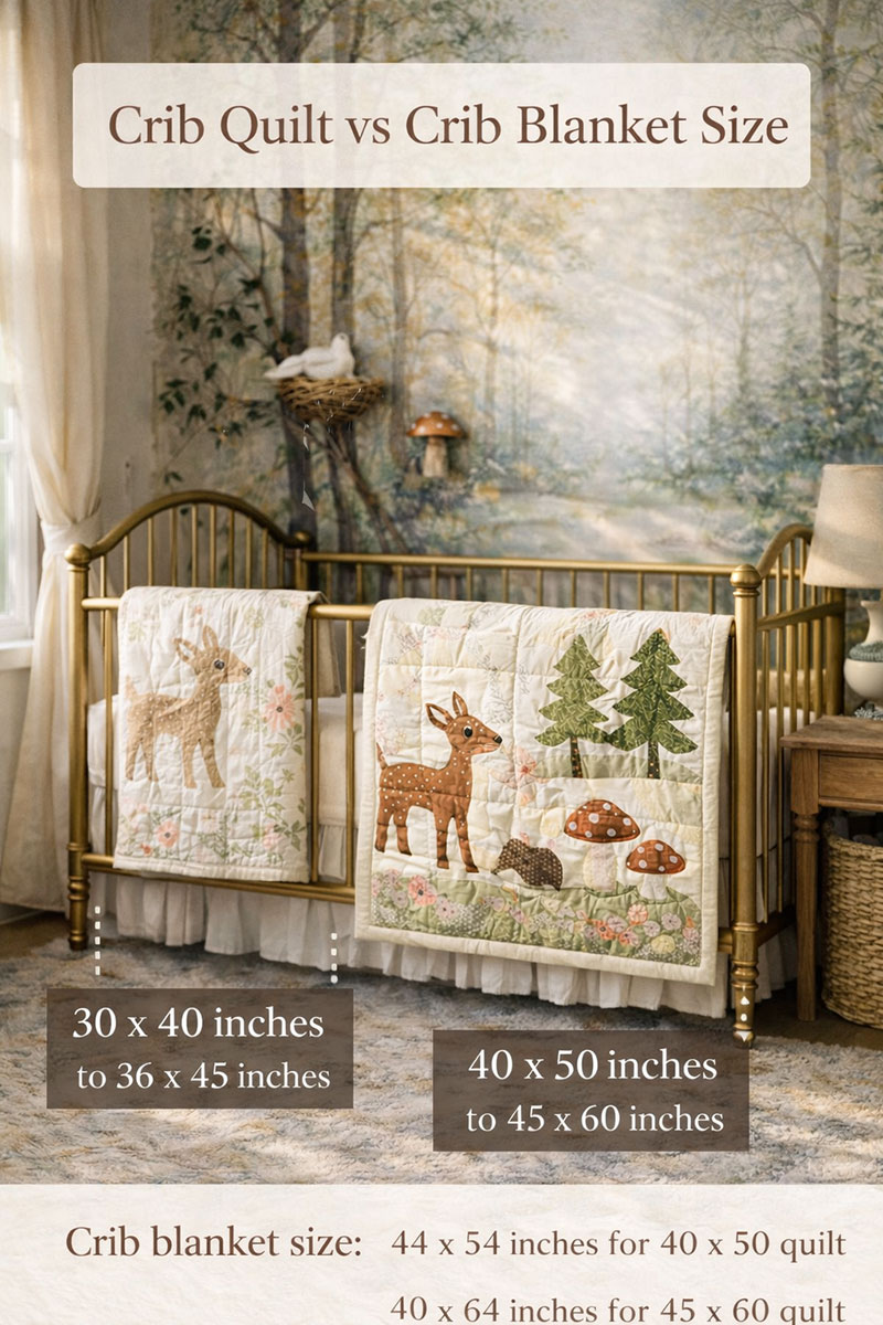 Comparison of crib quilt size and crib blanket size in a nursery setting