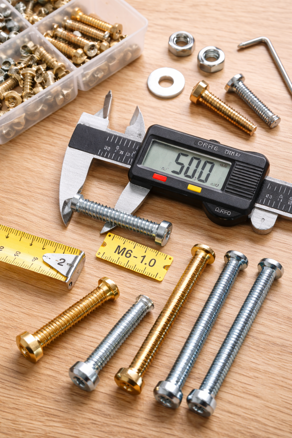 Measuring crib screws and bolts to document replacement hardware specifications