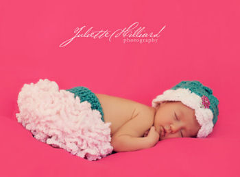Ruffled newborn baby girl tutu diaper cover and infant flower headband set crochet pattern with dainty crocheted petals