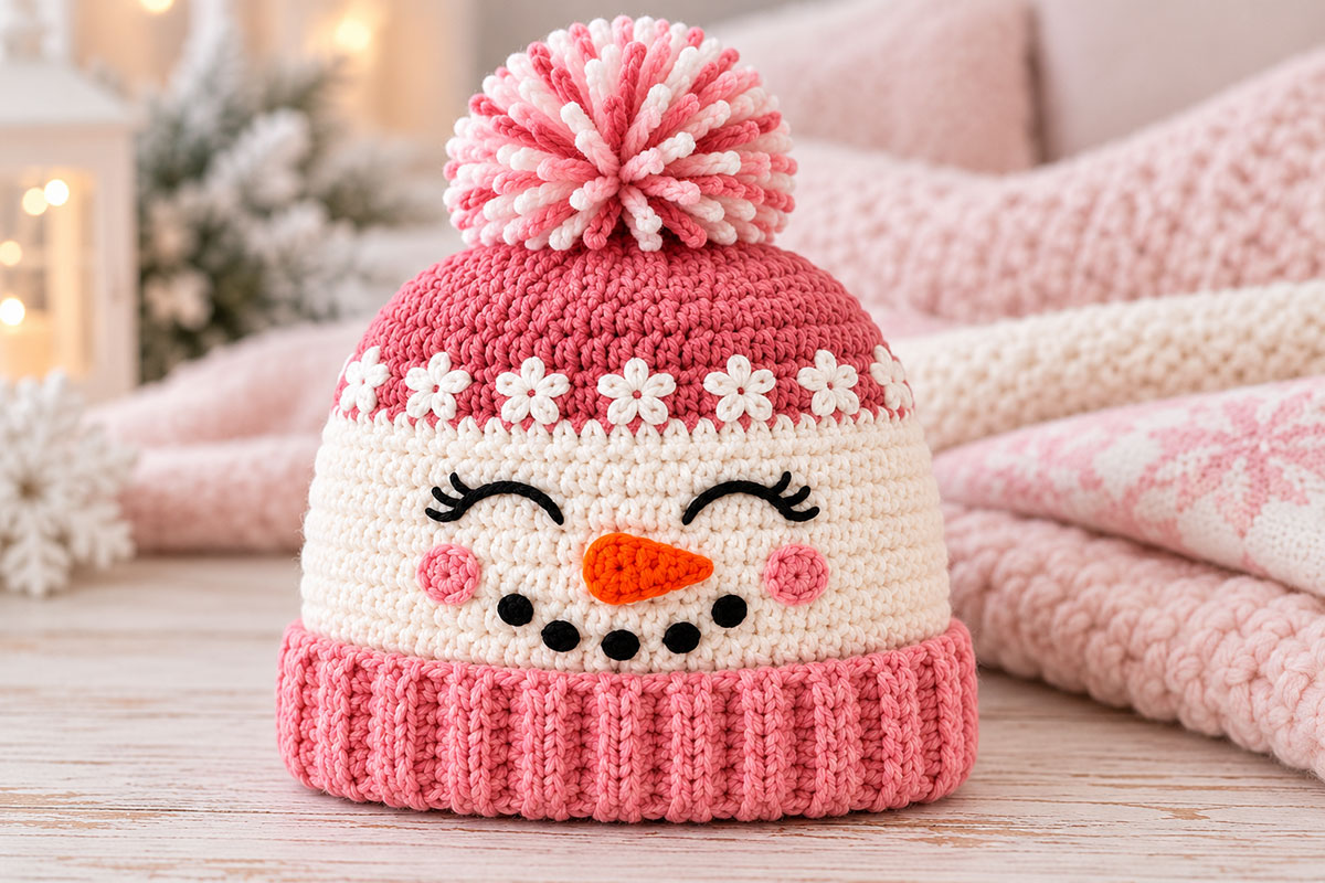 Free Crochet Snowman Hat Pattern | Easy Winter Beanie
