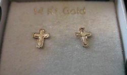 religious gold cross baby earrings