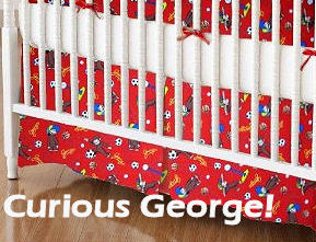 Curious George baby bedding set for a storybook theme monkey nursery room for a baby boy