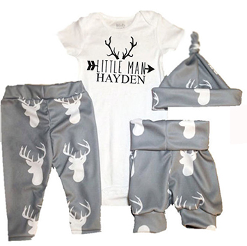 Gender neutral deer theme baby outfit for boys or girls coming home to a hunting family