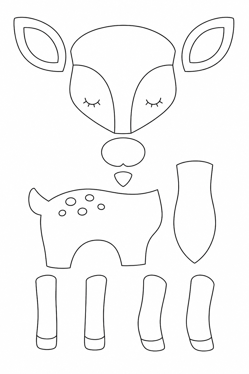 Printable deer felt template for a woodland crib mobile