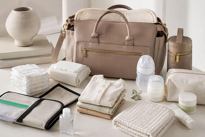 diaper bag with newborn essentials packed for an outing
