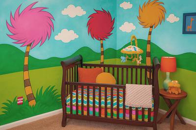 Dr Seuss Truffula Trees theme DIY nursery mural wall painting ideas