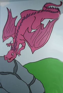 Purple Dragon Tales flying dragon baby nursery wall mural art painting