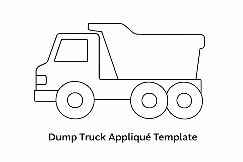 dump truck appliqué template for construction truck quilt pattern
