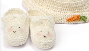 Crocheted Easter Bunny Baby Booties