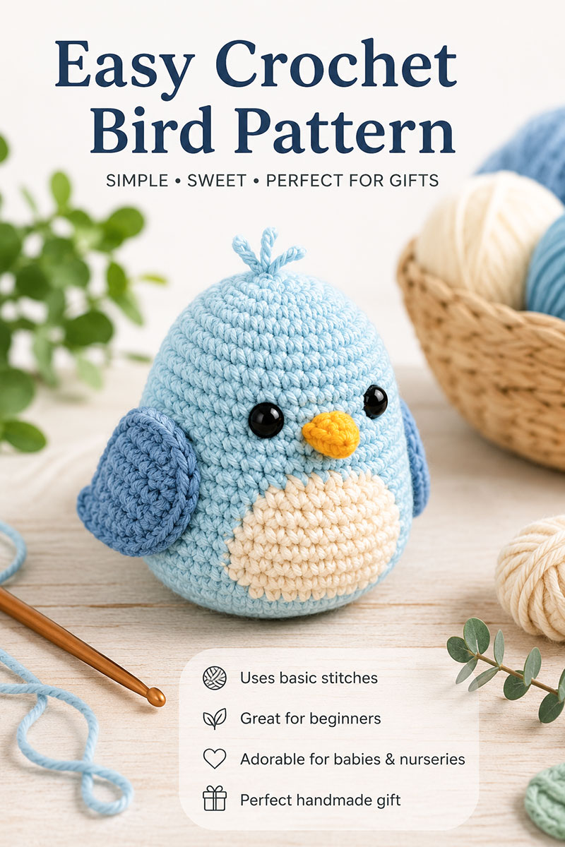 easy crochet bird pattern for handmade baby gifts