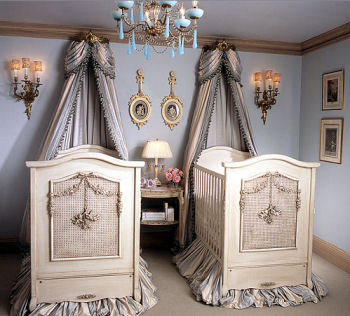 When you're decorating a nursery for a twin boy and girl, you should count yourself lucky, because you can literally do absolutely anything! elegant twin boys nursery