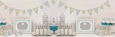 Blue elephant theme baby boy shower cupcakes, decorations and decorating ideas