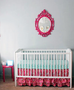 Baby Emerson's bright eclectic fuchsia pink and grey nursery room