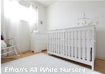 ALL WHITE BABY NURSERY CRIB BEDDING and DECOR