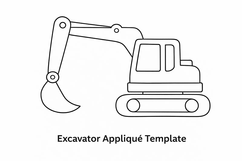 excavator appliqué template for baby construction truck quilt