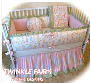 pink white yellow and green fairy baby crib bedding nursery picture girl quilt