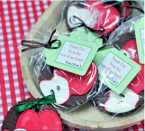 Homemade red fall apple baby shower party favor tags