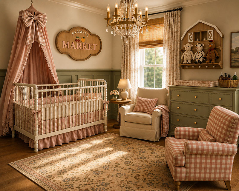 Farm nursery with cozy country baby room decor
