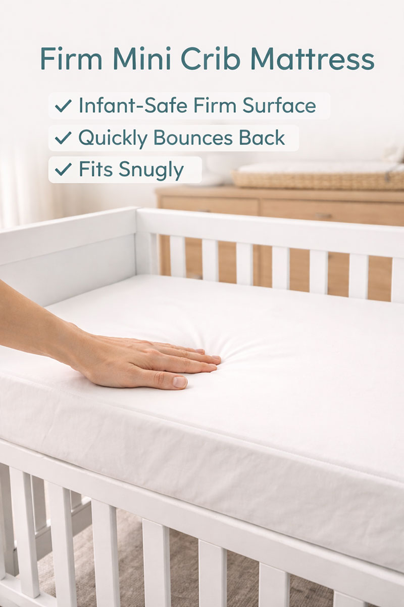 firm sleep surface on a mini crib mattress
