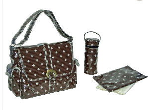 french parisian fleur de lis baby gift diaper bag set burp cloth bib