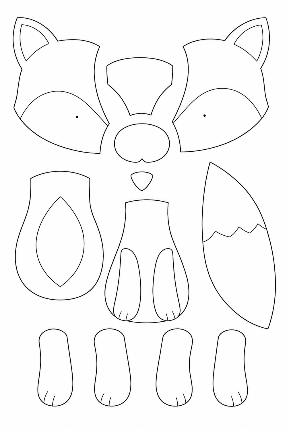 Printable fox felt template for a woodland crib mobile