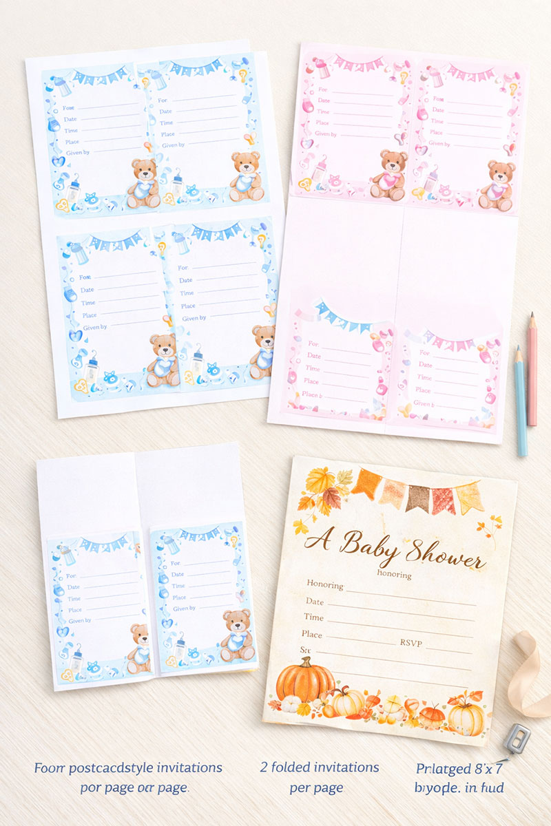 Free printable baby shower invitation templates that can be customized and printed at home