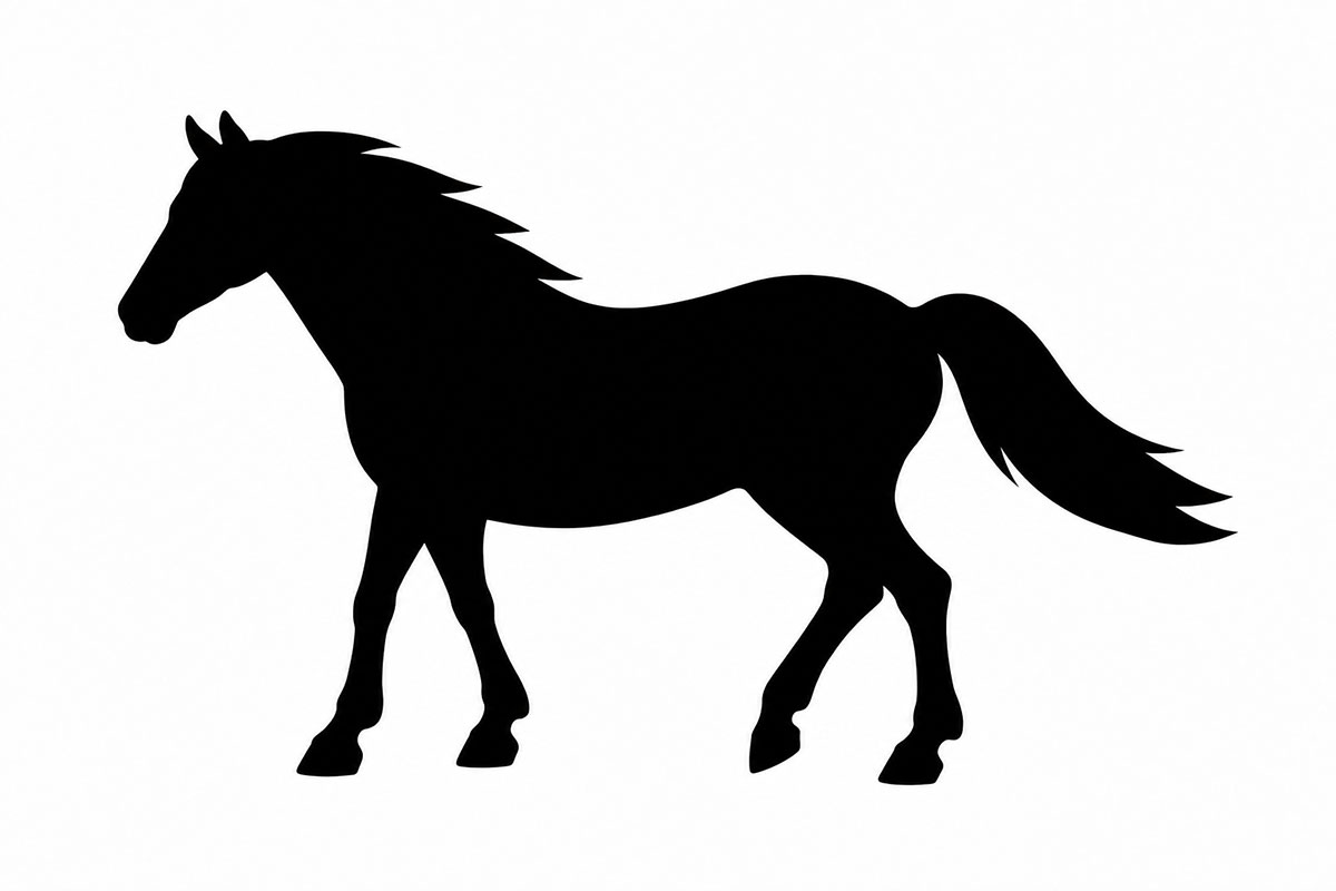 JPG preview of the free printable horse stencil pattern