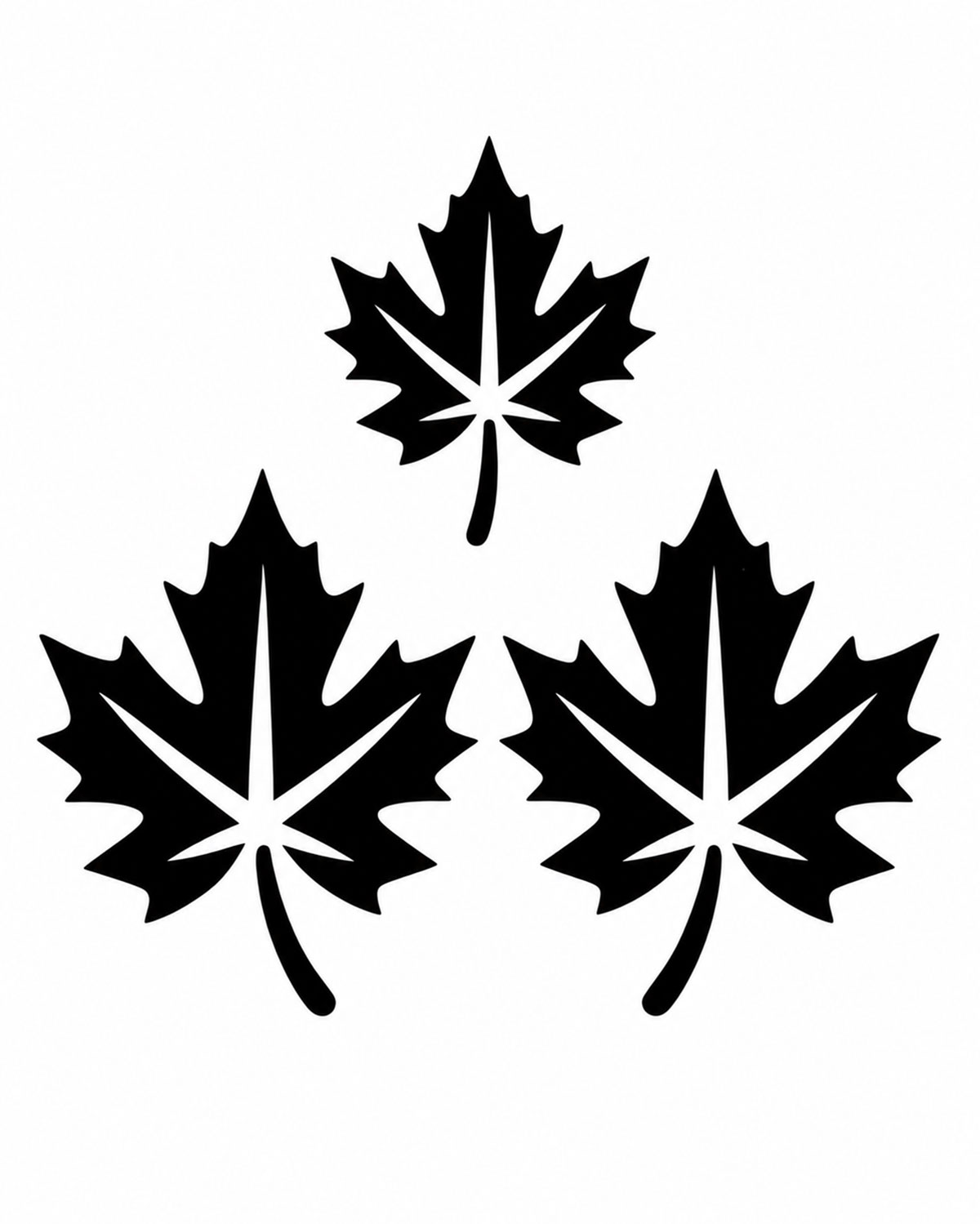 Three free printable maple leaf stencil designs in two larger sizes and one smaller size