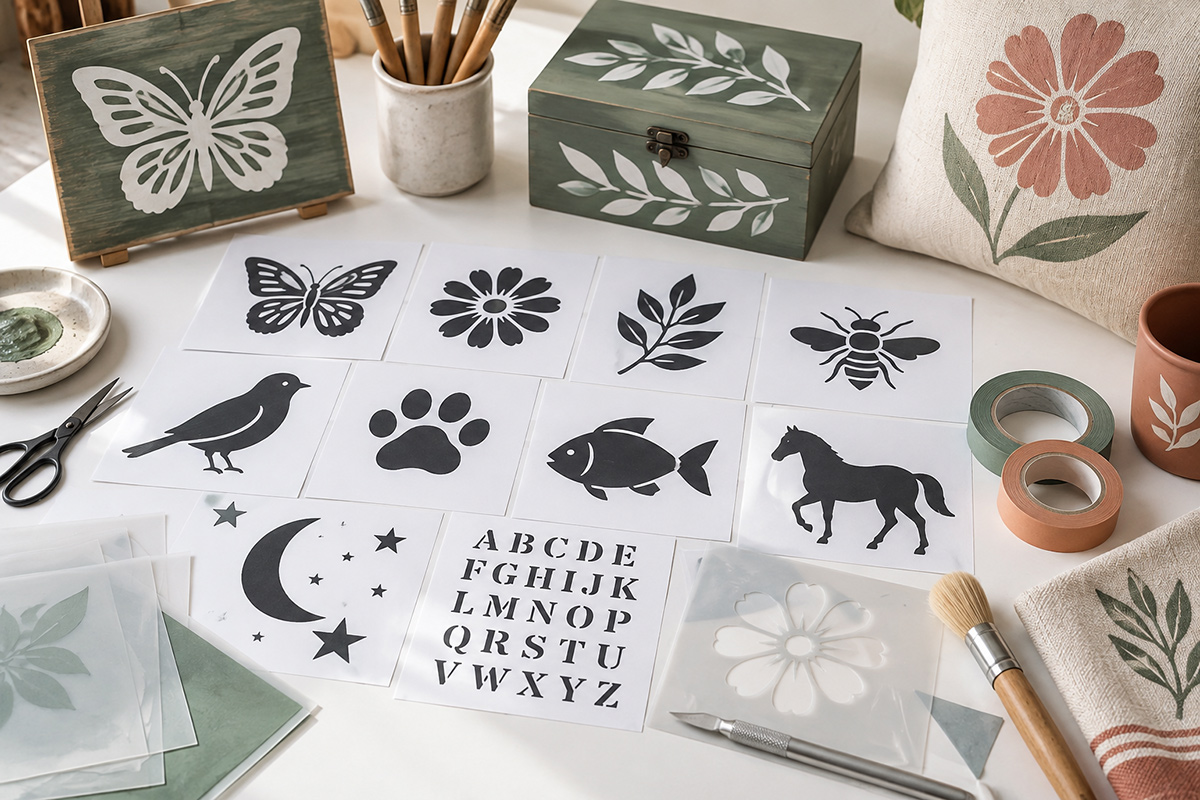 Free printable stencil patterns for crafts, walls, signs and decorating projects