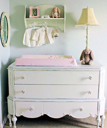 Vintage shabby chic French baby nursery dresser design makeover project