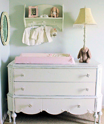 Vintage shabby chic French baby nursery dresser design makeover project